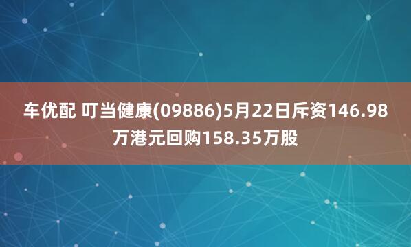 车优配 叮当健康(09886)5月22日斥资146.98万港元回购158.35万股